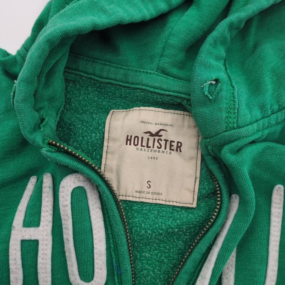 Vintage Y2K Hollister Surf Full‎ Zip Hoodie Green Spellout Embroidery Womens S - Picture 8 of 8